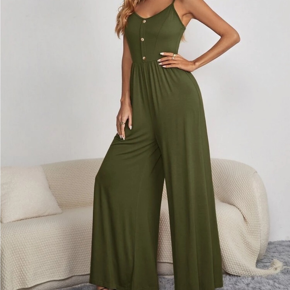Solid wide leg cami jumpsuit